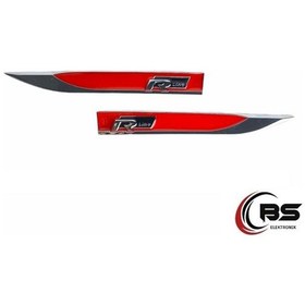 Resim R-Line Metal Yapıştırmalı Ön Çamurluk Logosu Kırmızı Paslanmaz 