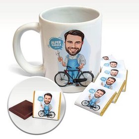Resim Tamirci Erkek Karikatürlü Kupa ve Çikolata 