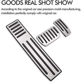 Resim Skycity Tesla Model X/s İçin 3'lü Metal+lastik Fren-gaz-dinlenme Pedal Kapağı, Kaymazsız, Delme Yok, Kolay Kurulum 