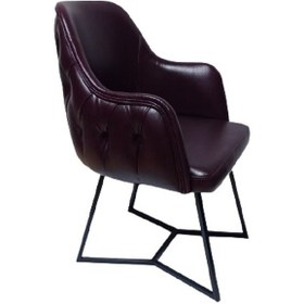 Resim Tekli Bekleme Koltuğu Metal Ayaklı Kapitone Desenli Bordo Renk Su 