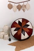 Resim Ottoman Pouffe Şok Fiyat Açılışa Özel %50 Off! Art Deco El Yapımı Hakiki Deri Orijinal Bohem Ottoman Puf Minder60cm 