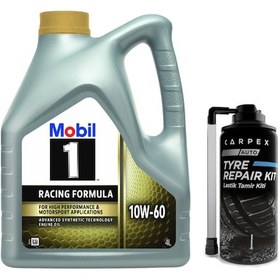 Resim Mobil 1 10W-60 Tam Sentetik Motor Yağı 4 L + Lastik Tamir Kiti 300 ML 