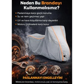 Resim Autolion Yamaha Mt-25 Abs (Gri-Turuncu Dikişli Kilitli)Motor Brandası 