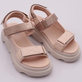 Resim Dgn 3527 Kadin Leopar Desenli Kalin Taban Sandalet 3527-2027-R49199 Bej 