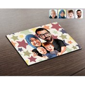 Resim Bk Gift Kişiye Özel Tesettürlü Aile Karikatürlü Ahşap Puzzle-4 