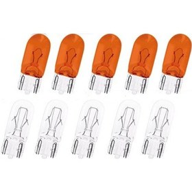 Resim W5w T10 Dipsiz Ampul 12v 5w 10 Adet Sarı 