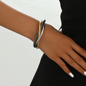 Resim Kadınlar için Basit Çok Katmanlı Zıt Renkli Demir Bilezik - Günlük ve Parti Kullanımı, Tüm Mevsimlerde Kullanılabilir Moda Aksesuarı, Mozaik Yok, Çeşitli Kaplamalar 