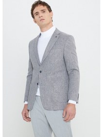 Resim Ac&Co / Altınyıldız Classics Erkek Slim Fit Dar Kesim Mono Yaka Desenli Torba Cepli Ceket - Gri 