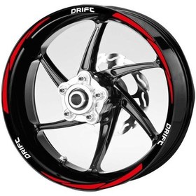 Resim Beyaz Drift Yazıl 3 Parçalı Reflektif Kırmızı Jant Şeridi 