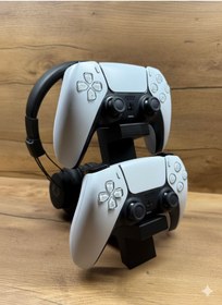 Resim Ps5 Dualsense 2 Li Oyun Kolu Ve Kulaklık Standı 3d Baskı Şık Dikey Tutucu 21.5x18x4 Cm Siyah 