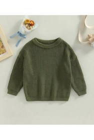 Resim Meriç bebe Unisex Bebek Çocuk Bisiklet Yaka Extra Esnek Haki Triko Kazak 