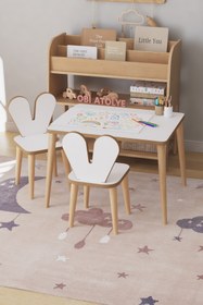 Resim OBİ Atölye Resim Kağıdı Rulolu Çocuk Aktivite Masası 60x45 Cm 2 Sandalyeli Tavşan Sandalye 