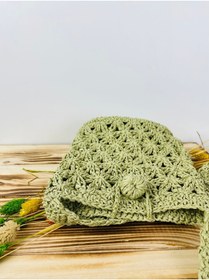 Resim PACHİRA Kağıt Ip Hasır Askılı Örgü Omuz Çantası - Telefon Çantası En 18cm Boy 19 Cm Askı 135 Cm 