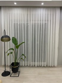 Resim 4042 Gümüş Simli Desenli Modern Ekru Tül Perde 1/2,5 Orta Normal Pileli Ekru-gümüş 