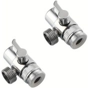 Resim Willowhaven 2 Adet Gümüş Rengi 3 Yollu Musluk Çevirici, Pirinç Su Kontrol Vana 