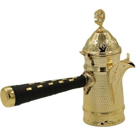 Resim Sarı Bakır Dövme İşlemeli Mırra Cezve 18 Cm 