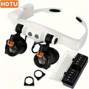 Resim HOTU LED Başlık Okuma Işığı, 6 Ayrılabilir Büyüteç Lensi, Ayarlanabilir Başlık ve Parlaklık Kontrolü - Yakın Okuma, İş ve Mücevher Kontrolü İçin İdeal (Pil Dahil Değil), Yakın İş Işığı | Ayarlanabilir Başlık Işığı | Dayanıklı Yapı, Baş Feneri 