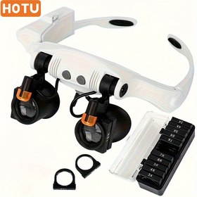 Resim HOTU LED Başlık Okuma Işığı, 6 Ayrılabilir Büyüteç Lensi, Ayarlanabilir Başlık ve Parlaklık Kontrolü - Yakın Okuma, İş ve Mücevher Kontrolü İçin İdeal (Pil Dahil Değil), Yakın İş Işığı | Ayarlanabilir Başlık Işığı | Dayanıklı Yapı, Baş Feneri 