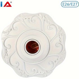 Resim 1/2/4 Adet E26/E27 Ampul Askı Lamba Tutucu, 110V/220V Gerilim Uyumlu, Petal Desenli Dairesel Sabit Taban Braketi, Basit Beyaz Somun Soket, Ev, Ofis ve Endüstriyel Kullanım İçin Uygun 