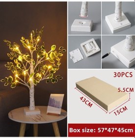 Resim Yunboo 60cm Yüksek Led Ağaç Işıklı Dekorasyon, 24 Led Isı Beyaz Işık, Ev Odası Stüdyo Noel Partisi Dekoru, Kolay Kurulum, Enerji Verimli Yeşil Yapraklar 