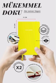 Resim Nota Bene Classic Sert Kapak Defter, 9x14 Cm, Çizgili Sarı 