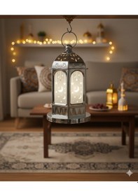 Resim 16 Cm Ramazan Ledli Gümüş Tabanlı Parlak Model Fener - Dekoratif Ramazan Feneri Diğer 