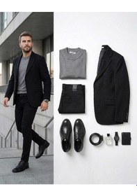 Resim Bys Beystil Erkek Siyah Blazer Ceket Petek - Slim Fit 