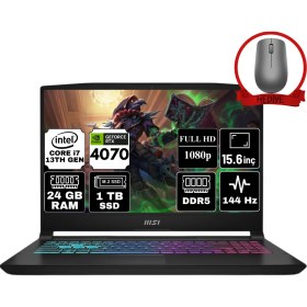 Resim Msı Katana 15 Intel Core I7 13620H 24GB 1tb SSD RTX4070 Windows 11 Pro 15.6" Fhd 144Hz Taşınabilir Bilgisayar B13VGK-1874XTR-A74 & Anzar Mouse 