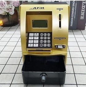 Resim LCD Ekran ATM Şifreli Kumbara Kağıt Demir Para Girişli Kartlı Sesli Yönlendirme Takvim Saat 