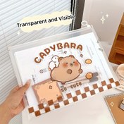 Resim 2/4 adet, Sevimli Capybara Fermuarlı PVC Düzenleyici ve Dosya Çantası, Dayanıklı Ofis Kırtasiye Dosya Düzenleyici 