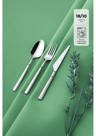 Resim Emsan Penta 18 Parça 6 Kişilik Çatal Kaşık Bıçak Takımı Gümüş 