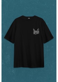 Resim Baykuş Dolunay Owl Sırt Ön Baskılı Oversize Tişört Unisex T-shirt 001 
