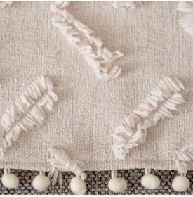 Resim Ponela Bohem Ponponlu Koltuk Örtüsü 90x200 Cm Sadece Oturma Alanı 1 Adet - Krem krem 