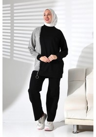 Resim Mihran Butik Kadın Mevsimlik Alt Ve Üst Rahat Siyah Spor Tesettür Takım Siyah 