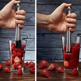 Resim Gusion Meyve Ezici Tokmak Paslanmaz Çelik Mojito Kokteyl Limonata Detoks Oluklu Kaymaz Yüzey 