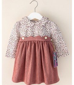 Resim Gömlek Yakalı Kadife Bebek Elbise 001 