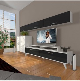 Resim Decoraktiv Ekoflex 8 Slm Retro Tv Ünitesi Tv Sehpası Beyaz - Siyah 