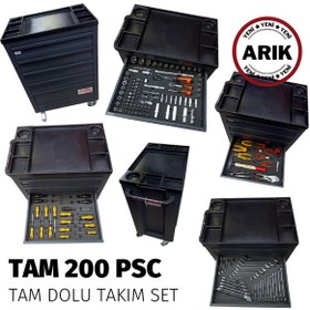 Resim ARIKPDRTOOLS 200 Parça Tam Dolu Profosyonel Takım Arabası 5 Çekmeceli 