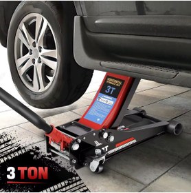 Resim DYNAMİC MAX Hidrolik Ağır Hizmet Tipi Alçak Şase 3 Ton Kapasiteli Güçlendirilmiş Çift Piston Garaj Krikosu 47cm 