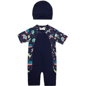 Resim Uv Korumalı Kısa Kollu Tulum Bebek Çocuk Yüzücü Mayo 1910 Koyu Lacivert Koyu Lacivert 