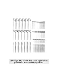 Resim Karaca 316 Premium Mild Platin 12 Kişilik 84 Parça Çatal Kaşık Bıçak Takımı 