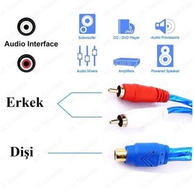 Resim Yüksek Kalite Silikon RCA Dişi - 2 RCA Erkek Anfi Y Ayırıcı Kabl 