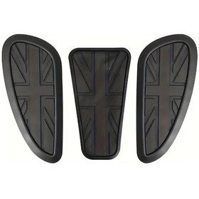 Resim Hightower 3'lü Retro Motosiklet Union Jack Desenli Siyah Sentetik Kauçuk Dizlik 