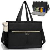 Resim Kadın Siyah İzoleli Öğle Çantası, 39.62cm Laptop Bölmesi, 40oz Yan Cebi ve Çoklu Düzenli Bölümler - Dayanıklı Oxford Kumaş, İş ve Okul için İdeal, Öğle Çantası İzoleli, İş Gidiş Geliş Çantası, Şık Tasarım, Sağlam Tutacaklar (Gıda İle Temas Yok) 