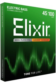 Resim BRF TrendySell Elixir 14052 Nanoweb Light 4 Telli Bas Gitar Teli (45-100) 