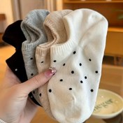 Resim 12/8/4/1 Çift Kadın Polka Dot Ayak Bilek Çorapları - Yumuşak, Nefes Alabilir ve Kaymaz, Çeşitli Renkler (Siyah, Gri, Bej, Beyaz) için Rahat Giyim, Sevimli Çoraplar, Günlük Konfor, Eğlenceli Tasarım, Rahat Uyum 