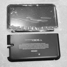 Resim Siyah Renk 3DSXL Ekstra Konut Case A/E Yüz Kabuk Değiştirme, Eski 3DS XL/LL 3DSLL Büyük El Konsolları, Yeni ABD Edition Üst Faceplate/Alt Arka Pil Kapağı Plakaları 2 ADET Set 