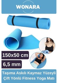 Resim Pratik Taşıma Askılı Kaymaz Yüzeyli Çift Yönlü Fitness Yoga Matı Kamp Çadır Spor Minderi 150x50 Cm Çok Renkli 