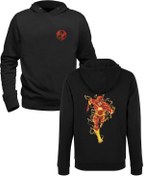 Resim Alfa Tshirt Flash Tasarımlı Burç Siyah Ön Arka Baskılı Çocuk Sweatshirt 