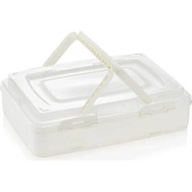 Resim 2 Katlı Borcam Saklama Taşıma Kabı Kek Börek Parta Taşıma Kabı Piknik Kamp Taşıma Kabı 